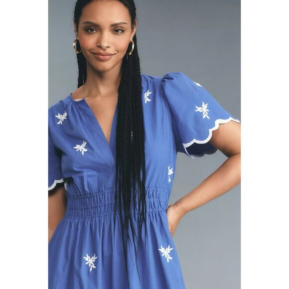 New Anthropologie The Somerset Maxi Dress: Embroidered Edition Navy Size XS - Picture 5 of 15